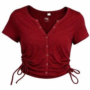 NWT Pac Cares Burgundy Crop Top Size Small​​​​​​​